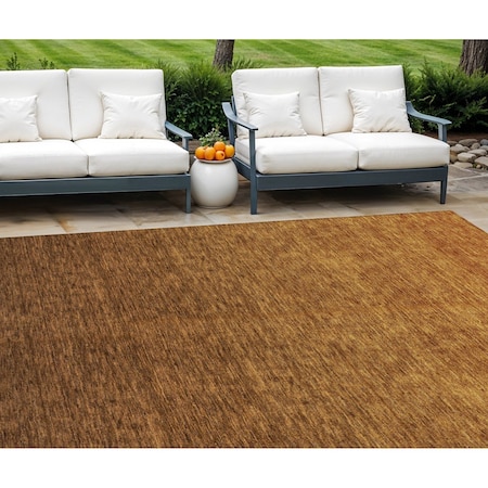 Homeroots 8' X 10' Chocolate And Brown Ombre Washable Indoor Outdoor Area Rug 588555