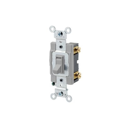 Leviton WallSwitch, 1hp, Toggle, 20A, Gray, PK1 54521-2GY