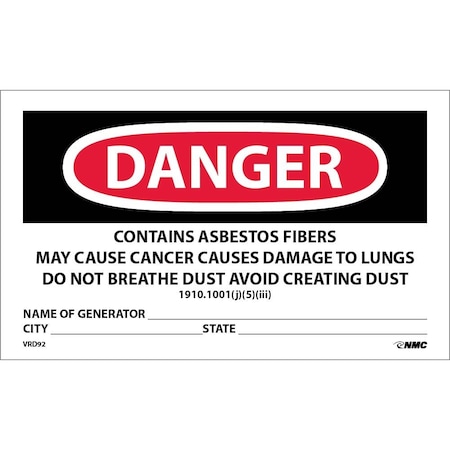Nmc Danger Contain Asbestos Fiber Avoid Cree VRD92