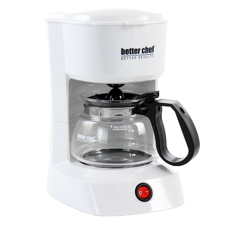 Better Chef 4 Cup Compact Coffee Maker in White with Removable Filter Basket IM-105W