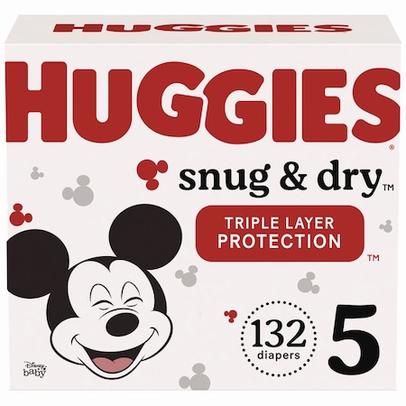 Huggies Snug and Dry Diapers, Size 5, 27+ lbs, 132PK 51517