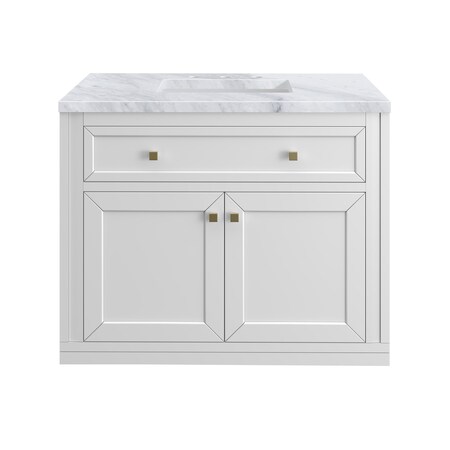 James Martin Vanities Chicago 36 in. Single Vanity, Glossy White, w/ 3 CM Carrara Marble Top 503-V36-GW-3CAR