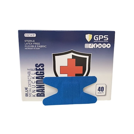 Golden Protective Services GPS Metal Detectable Knuckle Bandages, 1 1/2 in x 3 in, Blue, 40PK FA-1097