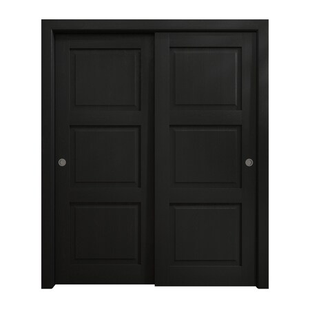 Sartodoors Sliding Closet Bypass Doors 48 x 84 inches, Ego 5010 Painted Black Oak, Rails Hardware Set, Wood EGO5010DBD-CHK-4884