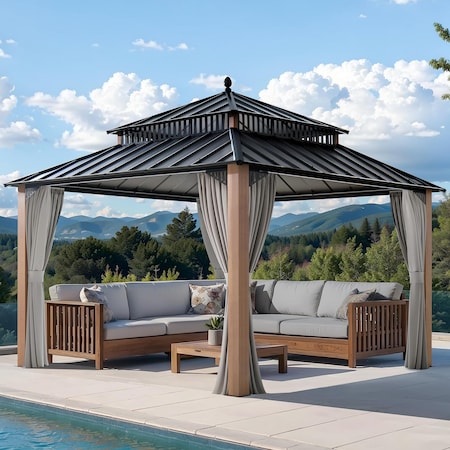 Sunjoy 12X12 Kingston Hardtop Rectangular Gazebo A10204364000