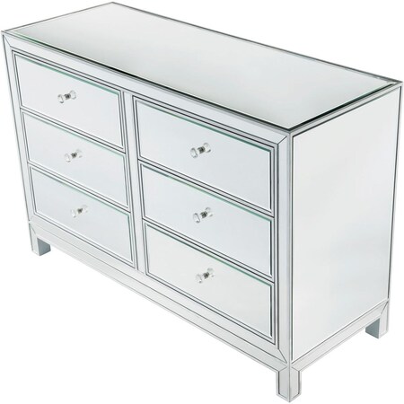 Elegant Decor Dresser 6 Drawers, Antique Silver Paint - 48 x 18 x 32 in. MF72017