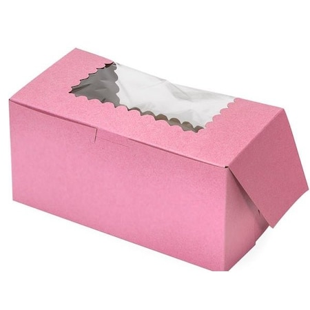 Nashville Wraps 8x4x4 Pink Window Bakery Boxes, 1-piece Lock Corner, 200PK BBPKW844