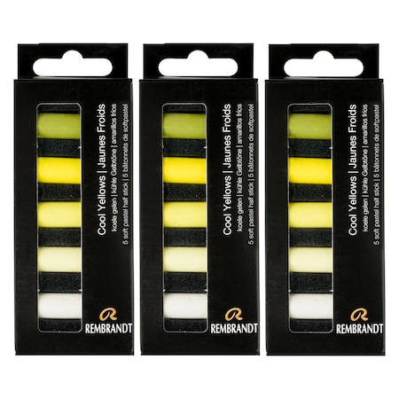 Rembrandt Soft Pastels Micro Sets, Cool Yellows Per Set, 5 Half Sticks, 3 Sets, 3PK 31820500