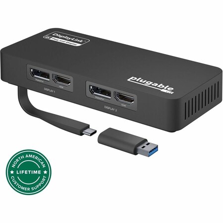 Plugable 4K DisplayPort and HDMI Dual Monitor Adapter for USB 3.0 and USB-C, Compatible with Window USBC-6950U