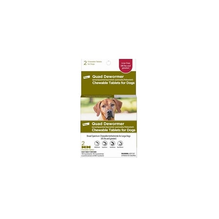 Bayer Chewabale Quad Dewormer Tablets for Large Dogs 45-Lbs. and Up, 2PK 724089113429