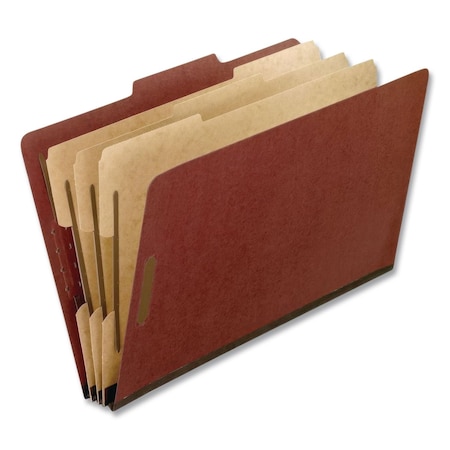 Pendaflex HD Pressboard Folder, 2/5-Cut Tab, Expands 2", 3 Dividers, 8 Fasteners, Legal, Brick Red, 10PK 2357R