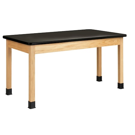 BYO TABLE D LEG 120×60 OAK Diversified Spaces Lab Table, Oak, Oak Frame, 60 in W, Black