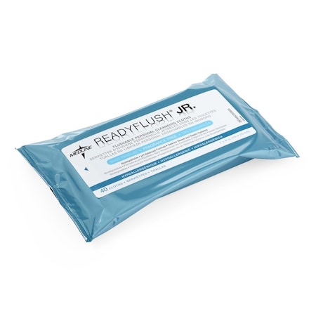 Medline ReadyFlush Jr. Flushable Fragrance-Free Wet Wipes, 7inx 8in, 40/Pack, 40PK MSC263820H