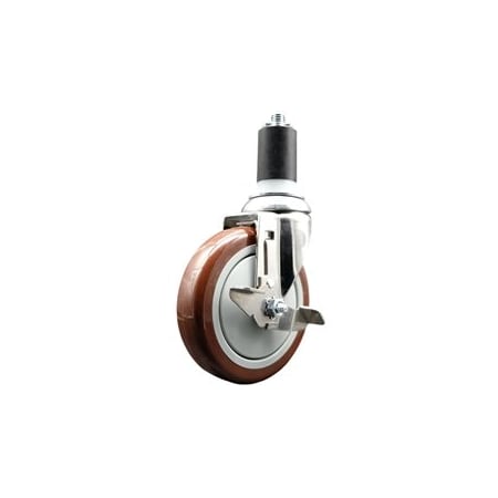 Service Caster 5 Inch 316SS Maroon Polyurethane Swivel 1-1/2 Inch Expanding Stem Caster Brake SCC-SS316EX20S514-PPUB-MRN-TLB-112