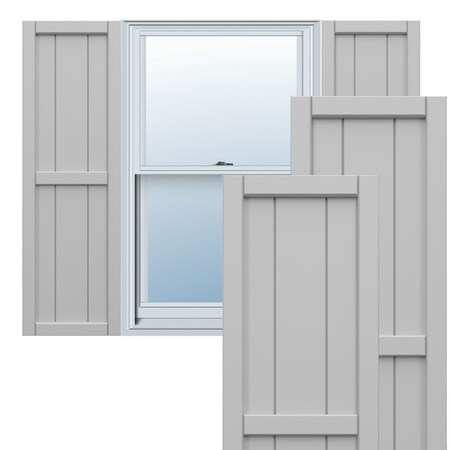 Ekena Millwork True Fit PVC, Two Board Framed Board-n-Batten Shutters, Primed, 10 3/4"W x 24"H TFP101BF11X024PR