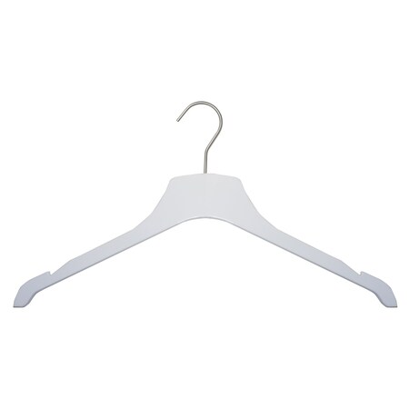 Nahanco 17in White Equinox Acrylic Shirt Hanger w/Brushed Chrome Hardware, 12PK 9101750HU