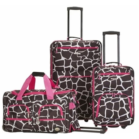 Rockland 3 PC LUGGAGE SET - PINKGIRAFFE F165-PINKGIRAFFE