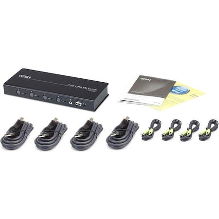 Aten 4-Port Usb Boundless Km Switch (Cables Included) CS724KM