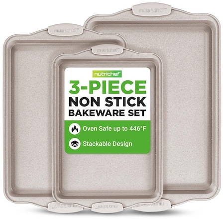 Nutrichef 3 Piece Nonstick Cookie Sheets for Baking NCBKT3CM