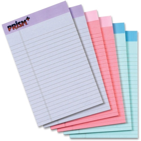 Tops 63016 Prism Plus Colored Junior Legal Pads 5 x 8 Pastels Six 50-Sheet Pads/pk 63016