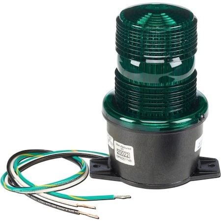 Federal Signal Warning Light, Green, Steady Burn LED, 24V DC, Not Applicable FPM, 3 1/8 in Dia., T-Mount LP3TL-024G