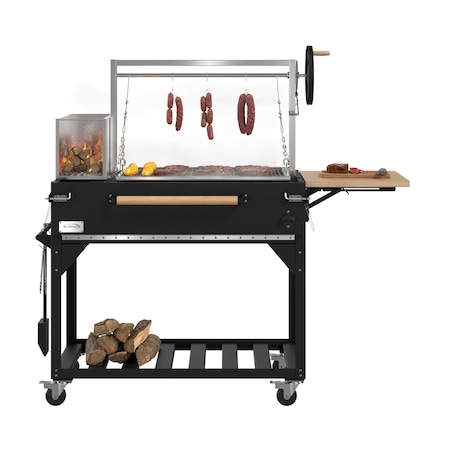 Koolmore 72 in. Argentine Santa Maria Charcoal and Wood Grill, Adjustable Outdoor BBQ, Black KM-OG-AW-72