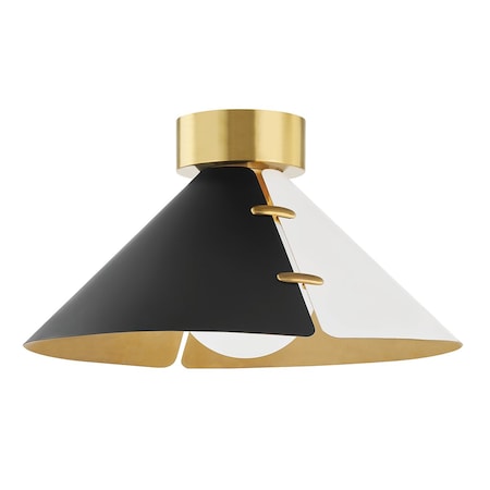 Hudson Valley Lighting Kelly Behun X Split 1 Light Flush Mount 15 In. Aged Brass KBS1352501L-AGB