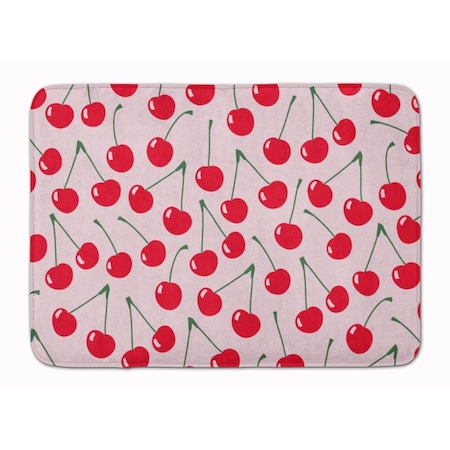 Jensendistributionservices Cherries on Pink Machine Washable Memory Foam Mat MI2552447