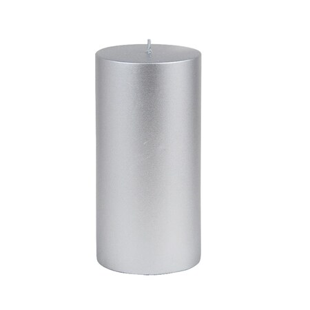 Vaser Designs 3 x 6 in. Pillar Candle, Metallic Silver VA2593465
