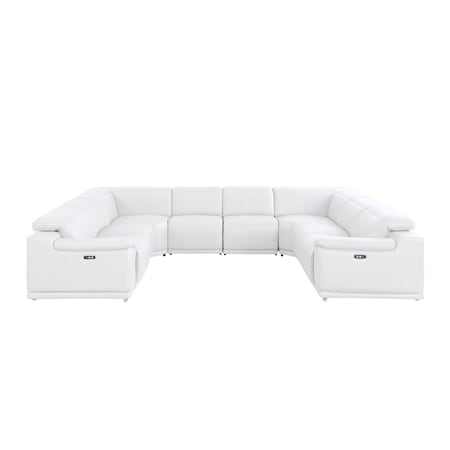 Homeroots White Leather Modular U Shaped Eight Piece Corner Sectional 643958