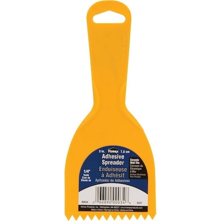 Homax Adhesive Spreader Knife, Notched Blade, Polystyrene Blade, Polystyrene Handle 33