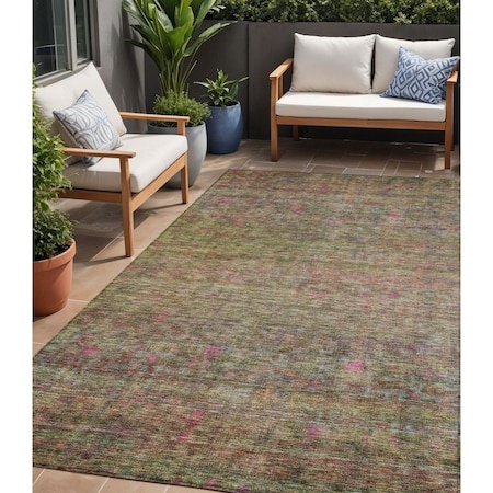 Homeroots 5' X 8' Artichoke Green And Hot Pink Floral Washable Indoor Outdoor Area Rug 605736