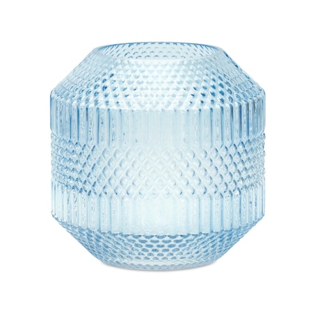 Homeroots 8" Pale Blue Geometric Cylinder Glass Table Vase 516259