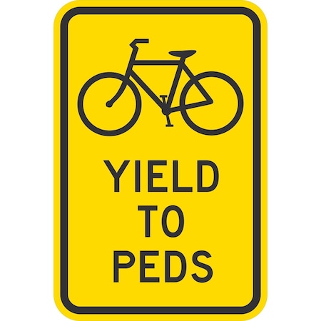 Lyle (Bike Sym) Yield To Peds, 12x18, Engineer Grade, Yellow G-3423-EG_12x18