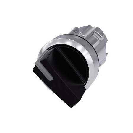 Siemens Illuminable selector switch, 22 mm, round, metal shiny, black 3SU1052-2BC10-0AA0