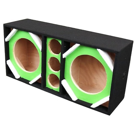 Deejay Led Two 10-in Woofers plus Three Tweeters Vinyl Green Empty Chuchera Speaker Enclosure D10T3VYGREEN