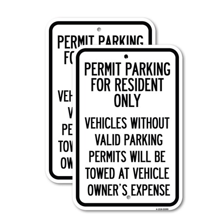 Signmission Parking Permit Sign Permit Parking for Residents Only V, 18'' X 24'', Heavy Gauge Aluminum, 2PK A-1824-2PACK-23399