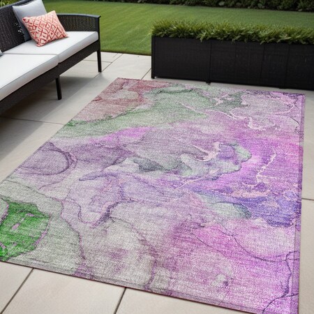 Homeroots 5' X 8' Purple Abstract Washable Non Skid Indoor Outdoor Area Rug 559190