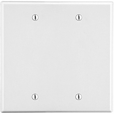 Hubbell Wiring Device-Kellems Blank Box Mount Wall Plate, Number of Gangs: 2 Plastic, Satin Finish, White P23W