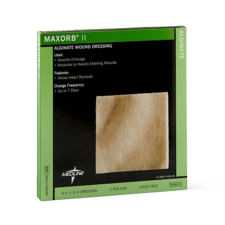 Medline Maxorb II Alginate Dressings, 6in x 6in, in Educational Packaging, 5PK MSC7366EPZ