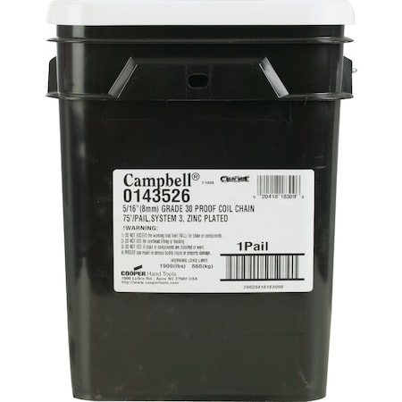 Campbell 5/16 In.75 '  Zinc-Plated Low-Carbon Steel Coil Chain 143526