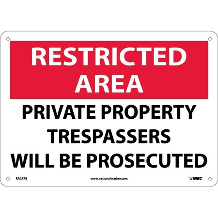 Nmc Restricted Area Private Property Sign, RA27RB RA27RB