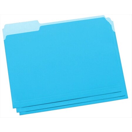 School Smart Smart Medium Weight Stock 1-3 Cut 2-Tone Reversible File Folder- Letter Blue, 100PK 15789