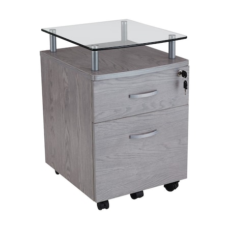Homeroots 16" Gray Wood Drawer Filing Cabinet 723069