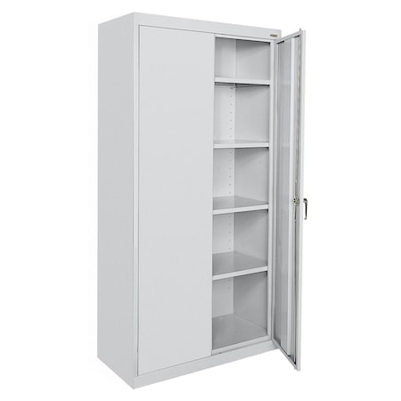 Sandusky Lee Shelving Storage Cabinet, 72 in H, 36 in W, 18 in D, Swing, Keyed, Gray, 4 Shelves, 0 Drawers CA41361872-05