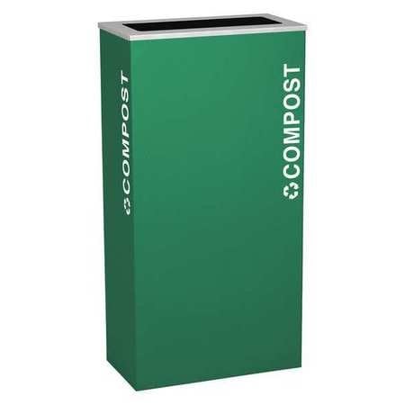 Ex-Cell Kaiser 17 Gallon Rectangular Recycling Receptacle, Emerald RC-KD17-CMPST EGX