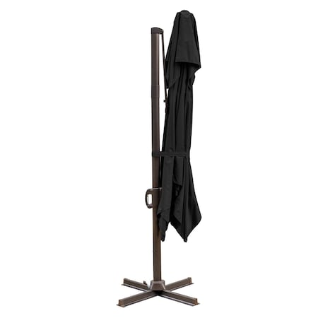 Homeroots 10ft Black Polyester Square Tilt Cantilever Patio Umbrella With Stand 485654