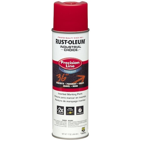 Industrial Choice 17 Oz Rust-Oleum Brands Safety Red Precision Line Marking Paint, Water-Based 203038