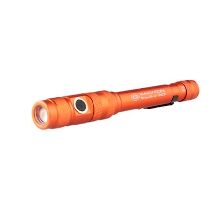 Maxxeon Workstar 363 Rechargeable Led Zoom Penlight/Inspection Light Usb-C, Color Orange 00363