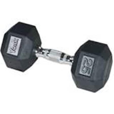 York Barbell Rubber Hex Dumbbell with Chrome Ergo Handle - 17.5 lbs YO626649
